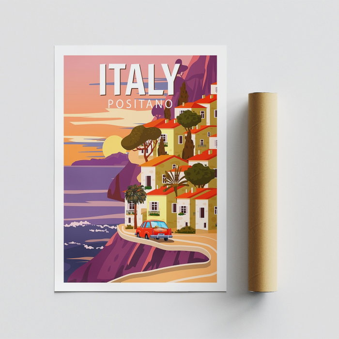 Wallity Italy Positano - 2013 Póster A3 Acabado Mate Satinado 29,7 x 42 cm